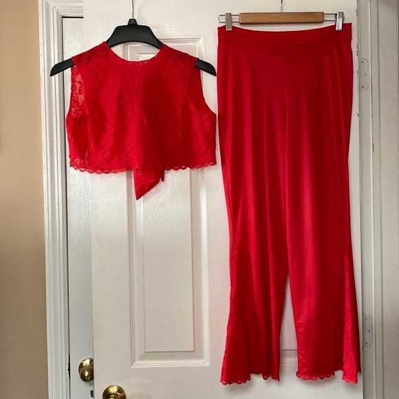 Vintage Other - VTG 60’s THE MATADOR by JER MARAI Red Nylon Lace Pajamas